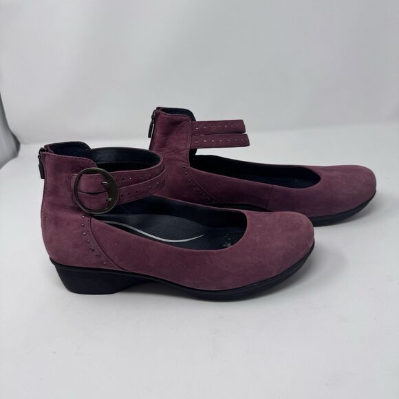 Dansko Pink Suede Mary Jane Ankle Strap Clogs Wedges Shoes Sz EU 40 (US 9.5-10) - Picture 2 of 13